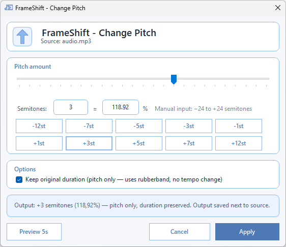 Change pitch