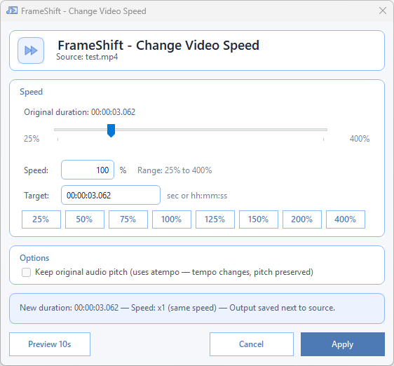 Change video speed